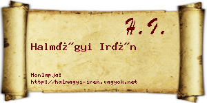 Halmágyi Irén névjegykártya